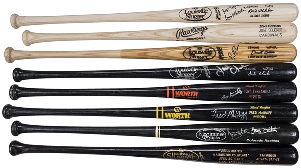 Lot of (8) Baseball Players Signed Bats From Terry Pendleton Collection (Pendleton LOA & Beckett)